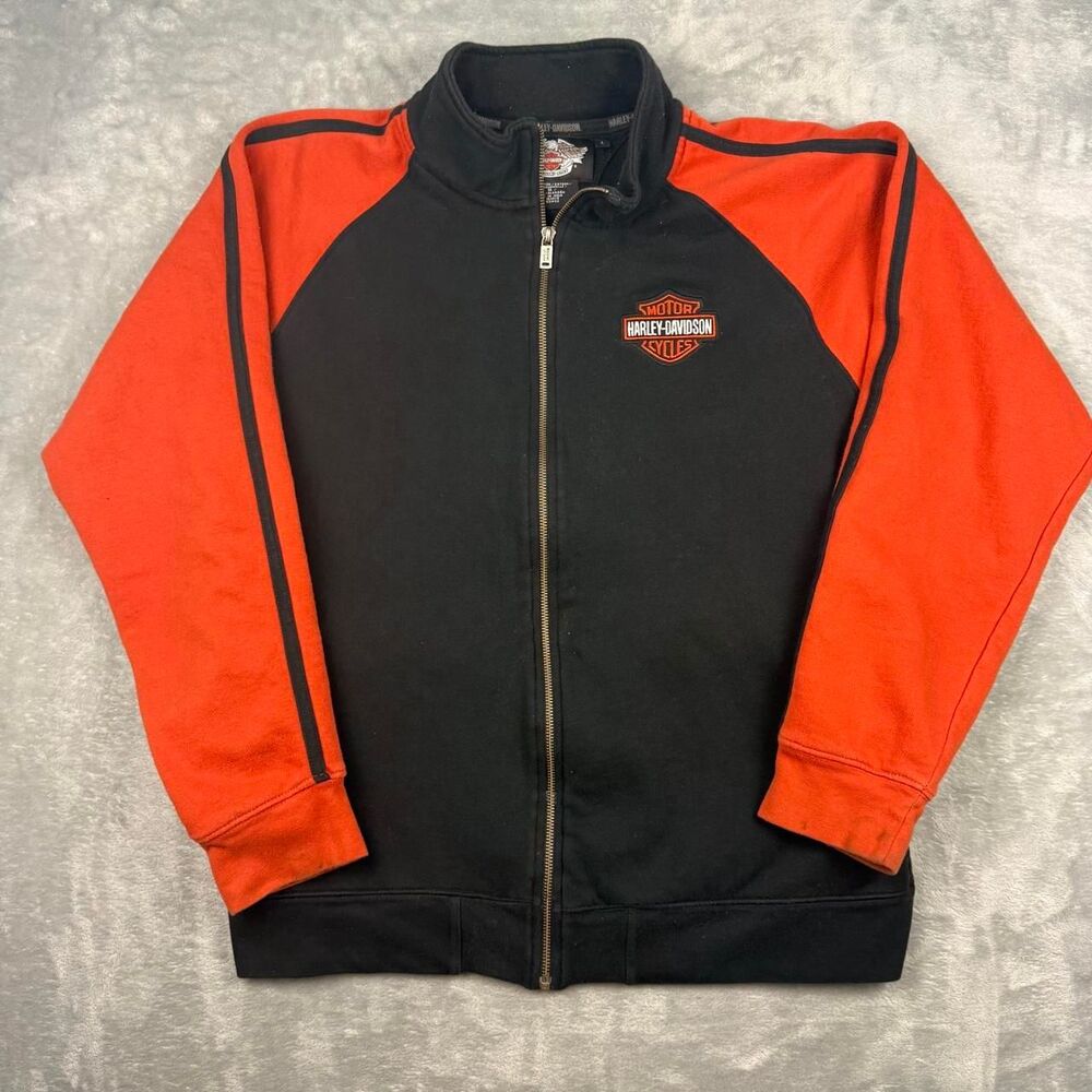 Harley-davidson Men's Black and Orange Jacket